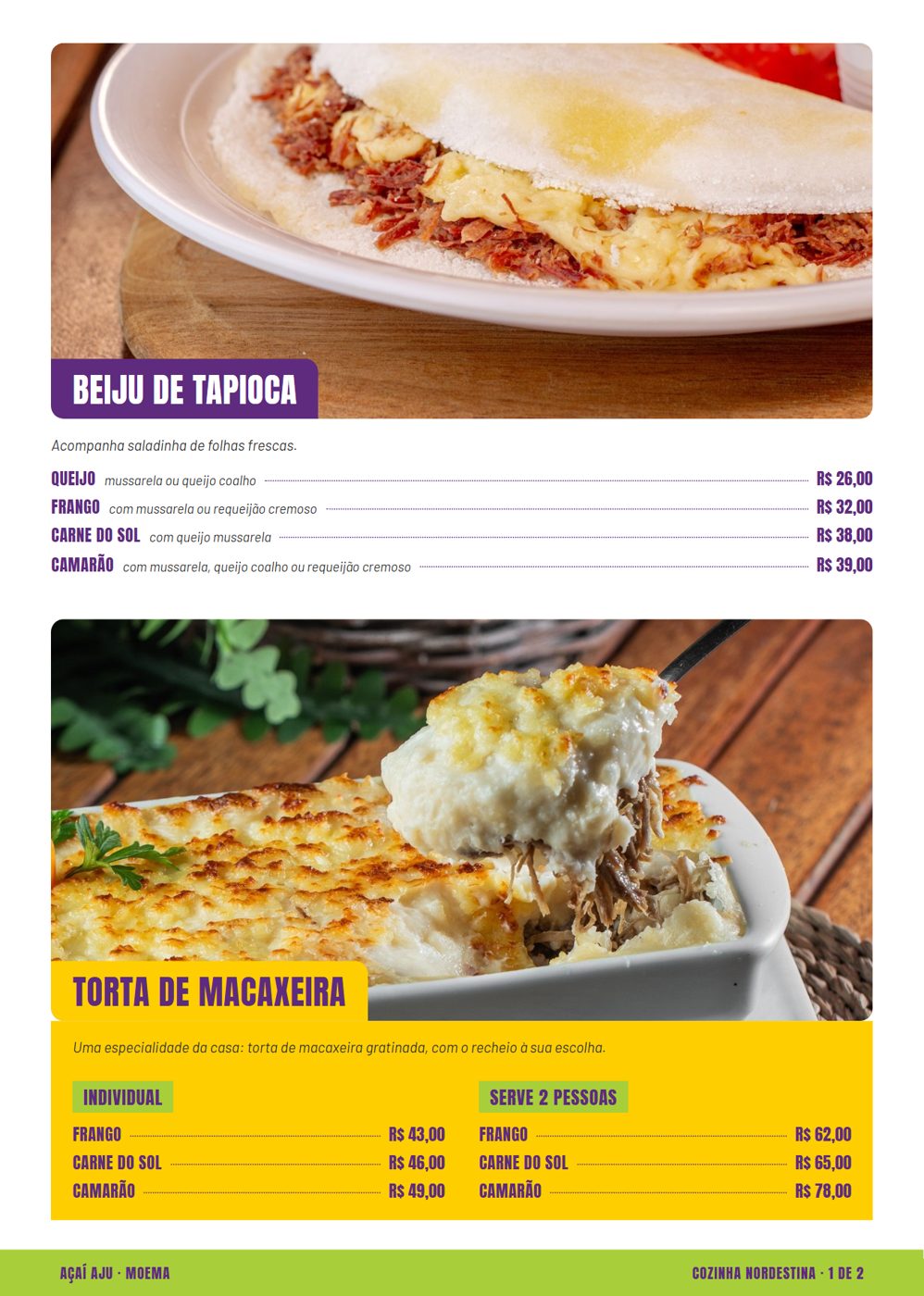 Beiju de tapioca e torta de macaxeira